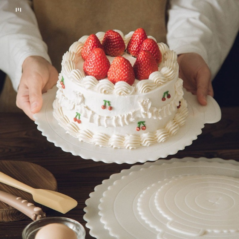 Kitchen Gadgets Home Party - صينية كعكة مستديرة بلاستيكية قابلة لإعادة