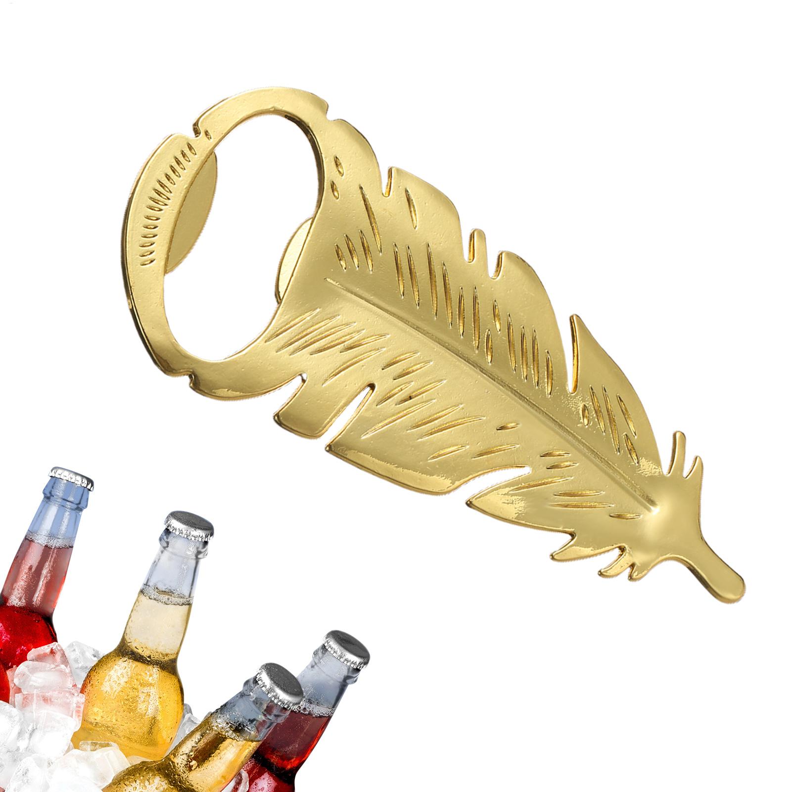 Kitchen Gadgets Home Party - فتاحة زجاجات ذهبية على شكل ريشة،