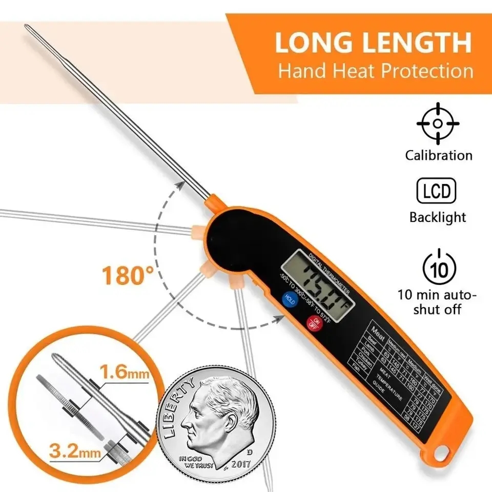 Instant Read Thermometer - ميزان حرارة رقمي مقاوم للماء للمطبخ