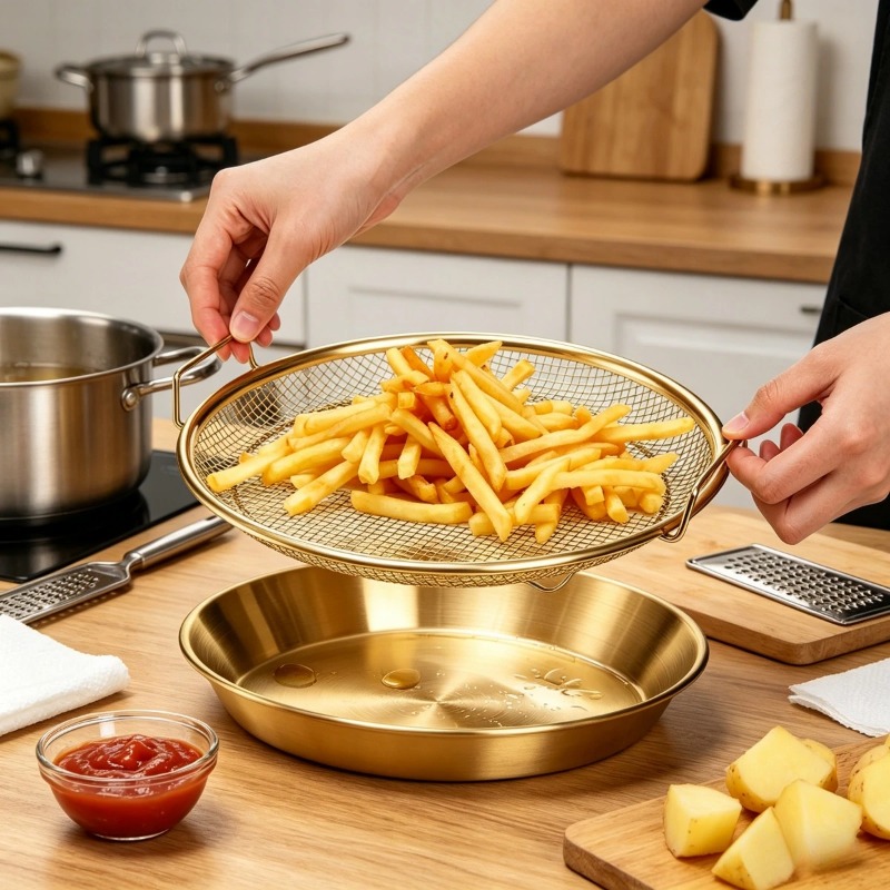 صينية شبكية متينة ذهبية اللون  - مراجعة Kitchen Gadgets Air Fryer وسعره