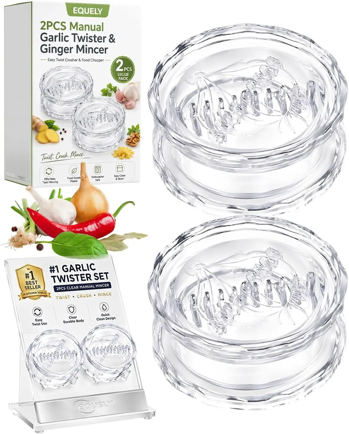قطعتان من أدوات تقطيع الثوم وا - مراجعة Manual Garlic Press وسعره