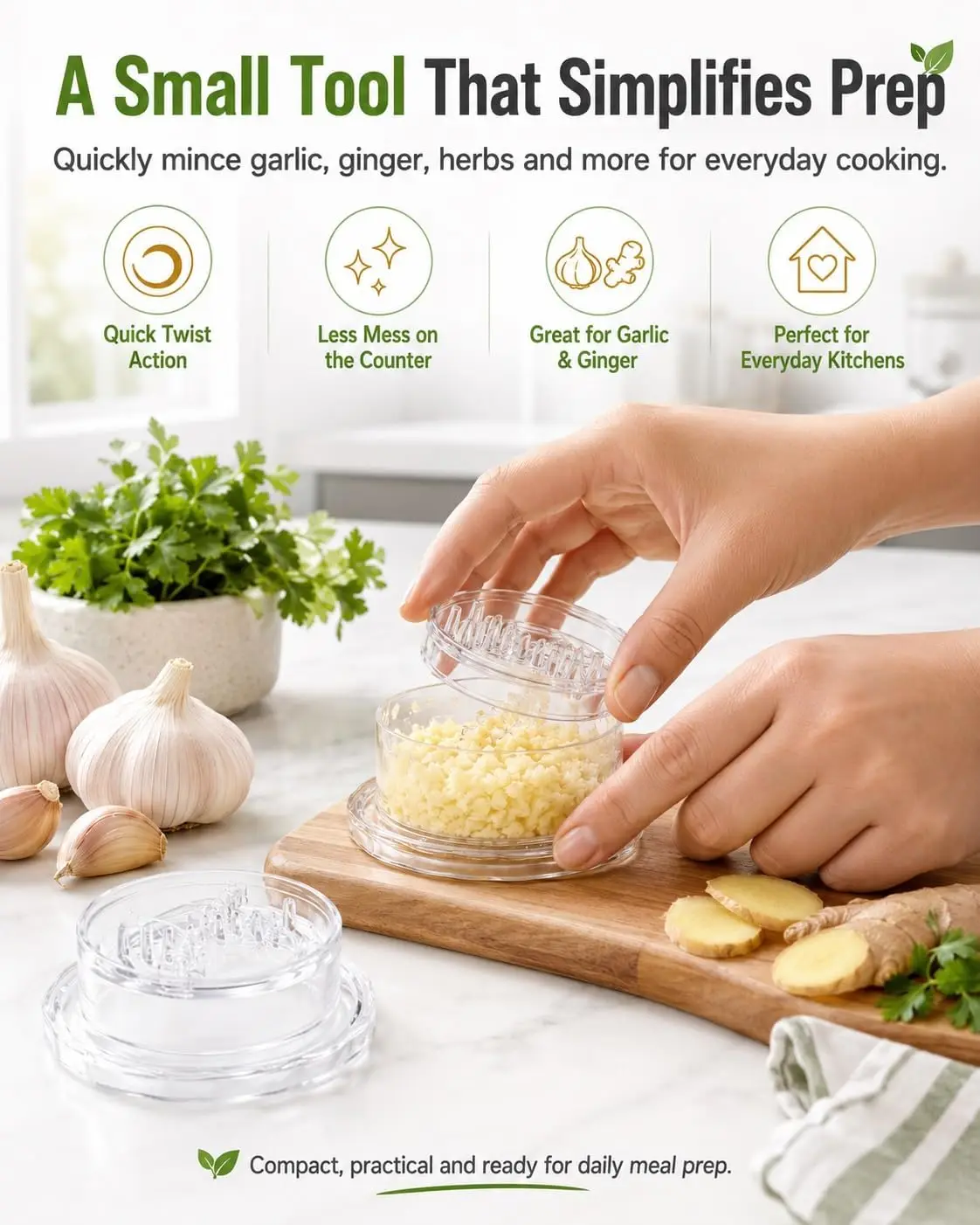 قطعتان من أدوات تقطيع الثوم وا - مراجعة Manual Garlic Press وسعره