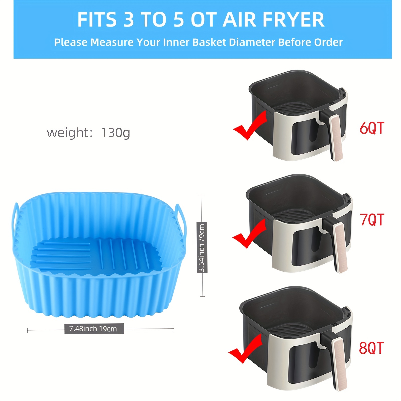 1 بطانة مقلاة هوائية مربعة من  - مراجعة Kitchen Gadgets Air Fryer وسعره